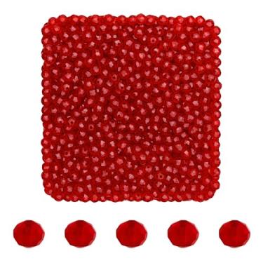 Imagem de Mandala Crafts Grânulos de cristal de briolette vermelho granada de 3 mm – 1500 contas de vidro facetadas para fabricação de joias, suprimentos de contas, artesanato DIY, pulseiras, colares, brincos e