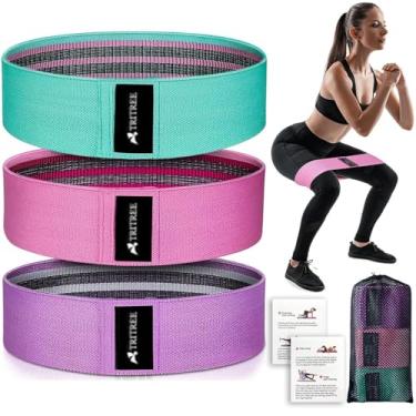 Imagem de Kit 3 Faixas Elásticas Para Treino Academia Exercício Em Casa Hip Resistance Bands Theraband Academia Mini Band Pilates Com 3 Intensidades Bandas de Resistência para Cintura