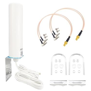 Imagem de Boobrie Antena WiFi 4G 5G LTE de alto ganho 10dBi antena omnidirecional externa 698-3800MHZ roteador modem gateway antenas Dual SMA macho 16,4 pés RG58 cabo + SMA fêmea para conector macho duplo CRC9