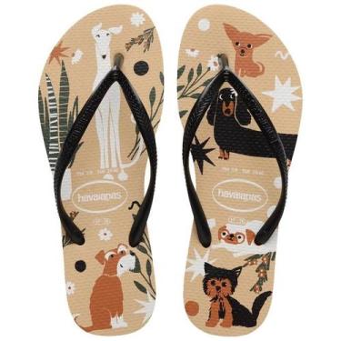Imagem de Chinelo Havaianas Slim Pets Infantil Cachorro E Gato, 27/28, Dourado