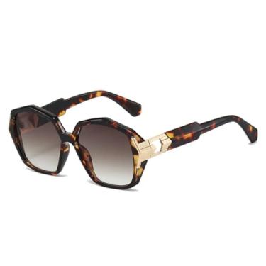 Imagem de HCPIHF Óculos de sol Hexagon Fashion Feminino UV400 (Chá Degradê)