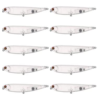 Imagem de HHHJQFAAT 20 pçs/conjunto iscas de pesca sem pintura DIY em branco transparente artificial plástico rígido iscas lápis 90 mm 100 mm 110 mm com 5 mm 3D olhos de peixe (tamanho: 100 mm 13,5 g) (90 mm