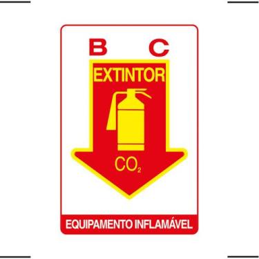 Imagem de Placa De Sinalização Extintor BC CO2 Equipamento Inflamável 20x30 Ekom