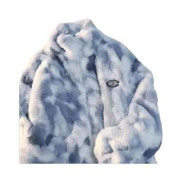 Imagem de Jaqueta Feminina De Lã De Cordeiro Tie Dye, Quente, Plush, Com Zíper, 