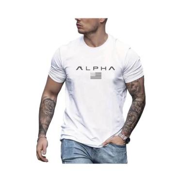 Imagem de Camiseta Masculina De Verão Em Algodão Casual Solta De Cores Sólidas C