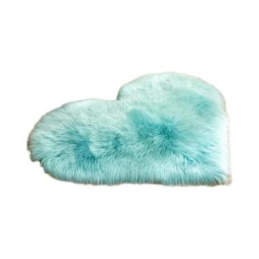 Imagem de Tapete De Pelúcia Em Forma De Coração, Tapete De Pele De Ovelha Fofinh