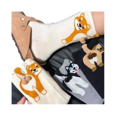 Imagem de Meias De Algodão Com Estampa De Cachorrinho Para Mulheres E Meninas, E