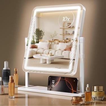 Imagem de Espelho de Maquiagem Kcavvi 44cm Rotação 360 1/10X com Luz