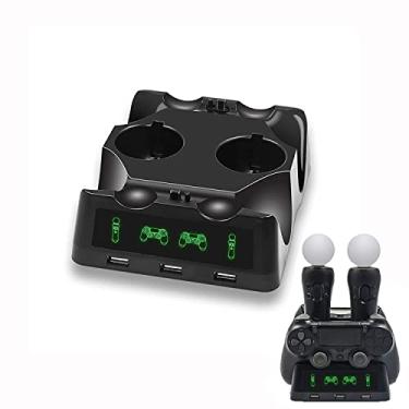 Imagem de TwiHill O carregador quatro em um é adequado para PS4 / MOVE/controlador PS4 VR, estação de carregamento multifuncional