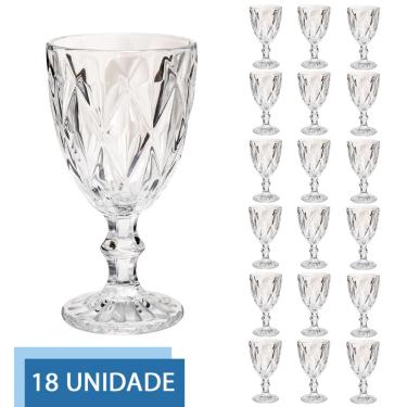 Imagem de Conjunto 18 Copo Transparente Taça Diamante Agua Vinho 300ml