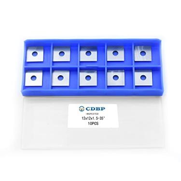 Imagem de CDBP Inserções de carboneto quadrado de 12 mm para marcenaria (12 mm x 12 mm x 1,5 mm) 35° para ferramenta de desbaste de torneamento de madeira, 10 peças