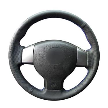 Imagem de Capa de volante de carro confortável antiderrapante costurada à mão preta, apto para Nissan Tiida 2004 a 2010 Sylphy 2006 a 2011 Versa 2007 a 2011