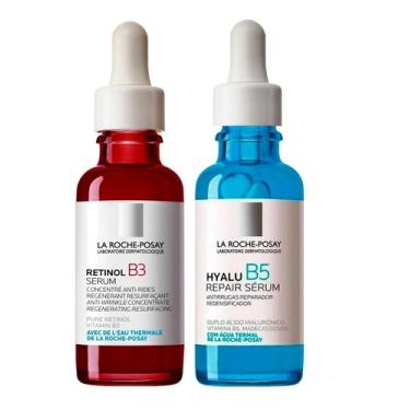 Imagem de Kit Retinol B3 30ml + Hyalu B5 Sérum 30ml La Roche-posay Retinol B3 e Hyalu B5 Serum Facial Antirrugas Antiidade Skincare