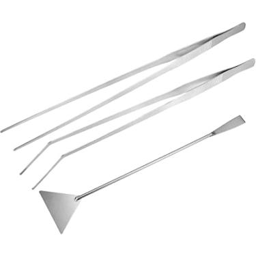 Imagem de Conjunto de pinças curvas retas para aquário de aço inoxidável de 48 cm (pacote com 2) e espátula de substrato ferramenta para plantas aquáticas, (Bettomshin)