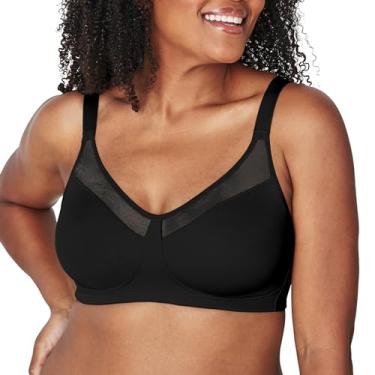 Imagem de Playtex Sutiã feminino minimizador de 18 horas, sutiã macio de cobertura total, sutiã camiseta sem fio, Preto, 38DDD