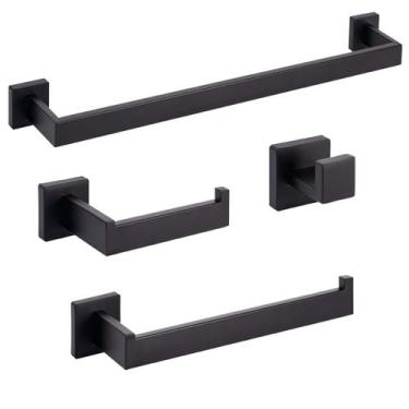 Imagem de Kit Acessórios P/ Banheiro Inox Premium 4 Peças Preto Fosco - Smart No