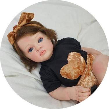 Imagem de Bebe Boneca Reborn Menina Corpo de Pano Realista + Enxoval - Mundo Azu