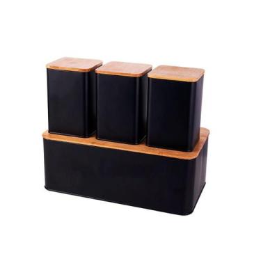 Imagem de Conjunto Porta Pão Mimo BH23352 Metal Preto - Mimo Style