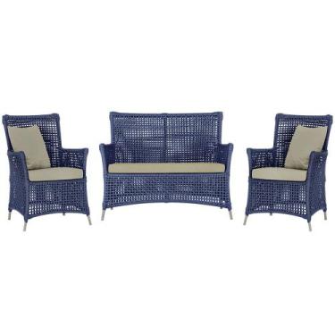 Imagem de Jogo Sofá e 2 Poltronas de Área Igapó Alumínio Pintura Fendi Corda Náu