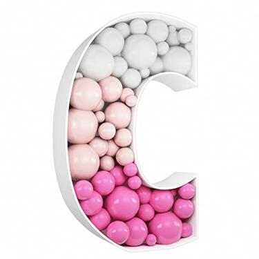 Imagem de Moldura de balão mosaico de 3 pés de altura letras grande letreiro iluminado kit faça você mesmo para festa de aniversário decoração de fundo de casamento carta C placa de espuma pré-cortada