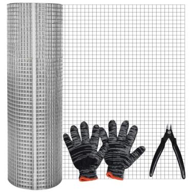 Imagem de Pano de hardware 1/4 polegada 40.6 cm x 6.1 m galvanizado após soldagem 23 Gauge quadrado cerca de arame de galinha rolo de malha elevado jardim cama planta suporta rede de aves gaiola cerca de cobra
