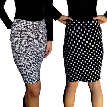 Imagem de Kit 2 Saias Femininas Lápis Moda Evangélica Cós Estampas Sortidas Supl