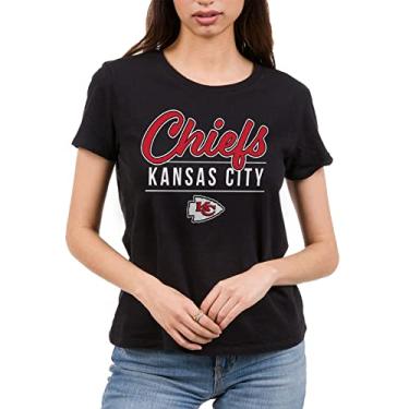Imagem de Junk Food Clothing x NFL - Kansas City Chiefs - Favorito dos fãs femininos - Camiseta feminina leve de manga curta - Tamanho médio