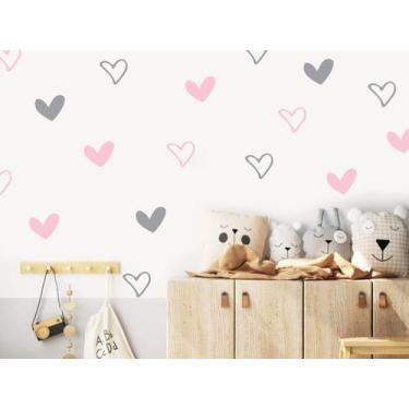 Imagem de Adesivo de Parede Corações Rosa e Cinza - senhorita decor