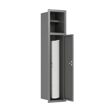 Imagem de SUPERFLO Suporte de papel higiênico embutido, suporte de papel higiênico sobremontado com armário de armazenamento para reforma de banheiro, suporte de papel de seda de aço inoxidável 304 com