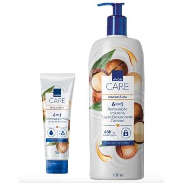 Imagem de KIT Loção Desodorante Corporal Macadâmia 700 ml + Hidratante Mãos Luvas de Silicone Macadâmia 75 g Avon Care