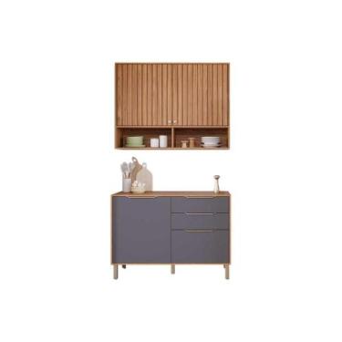 Imagem de Kit Cozinha Modulada 2 Peças Divina (1Aéreo+1Balcão) C2P44 Freijo/Tita