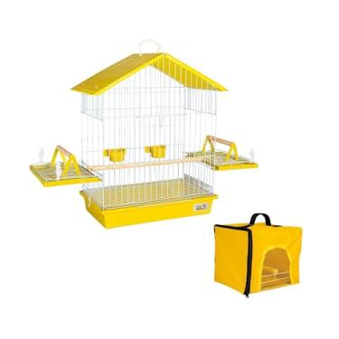 Imagem de Gaiola Calopsita Teto Plástico + Bolsa Transporte Jelplast (Amarelo)