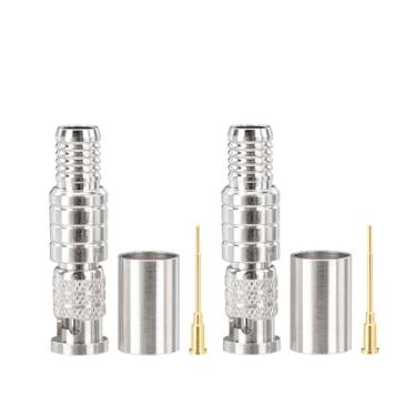 Imagem de SUPERBAT Conector de crimpagem SDI HDBNC Conector de compressão para cabo coaxial Belden 1694A RG6 pacote com 2 para câmera de segurança CCTV SDI HD-SDI Cabos de áudio e vídeo de teatro siamês