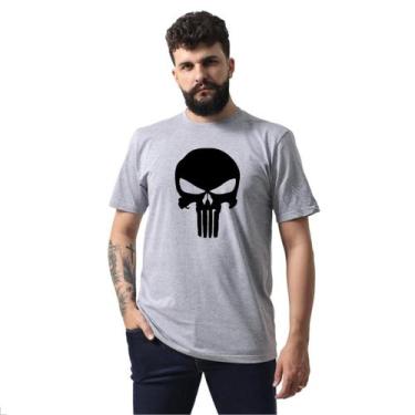 Imagem de Camiseta Masculina Estampa Justiceiro Caveira  - Techmalhas, Cinza, P