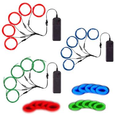 Imagem de TiTiToo Luzes neon portáteis EL fio 5 em 1 metro, fio eletroluminescente para decorações de Halloween, festas de Natal, corridas de luz negra, decorações DIY e mais (3 pacotes de 5 em 1 m).
