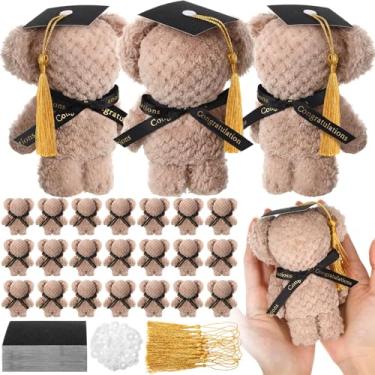 Imagem de SmoothNovelty 24 Pcs Mini Towel Bears Plush with Cap Bear Shape Stuffed Animal Plush Graduation Gift for Her, for Him, Class of 2025 Graduation Present for College High School Congratulatory Party