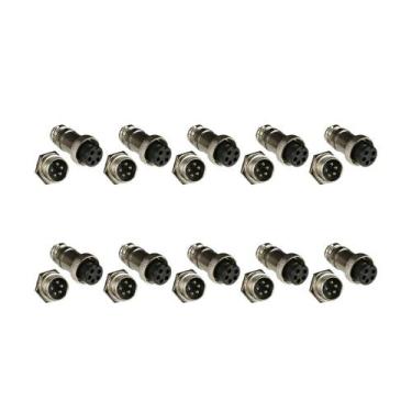 Imagem de 10 Pares - Conector Mike 5 Vias Circular Macho E Fêmea - 000021