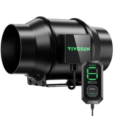 Imagem de VIVOSUN Ventilador de duto em linha G6 de 15 cm e controlador de velocidade E12 de 3 modos de ciclo, kit de ventilação para barraca de cultivo AeroZesh com motor EC de 388 CFM, exaustor programável