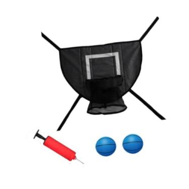 Imagem de menolana Mini trampolim cesta de basquete acessórios de fixação de trampolim jogo de gol brinquedo esportivo leve tabela suporte de basquete, Preto