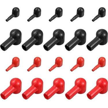 Imagem de X AUTOHAUX Botas de terminal de bateria capas de borracha isolantes vermelho preto capa protetora de parafuso para carro marinho 20 peças