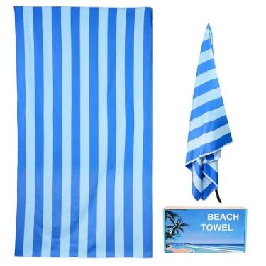 Imagem de DFFGGD Toalha de praia de microfibra e capa de telefone à prova d'água em uma caixa de presente. Toalha extra grande super absorvente leve de secagem rápida com listras grandes de 71 x 99 polegadas