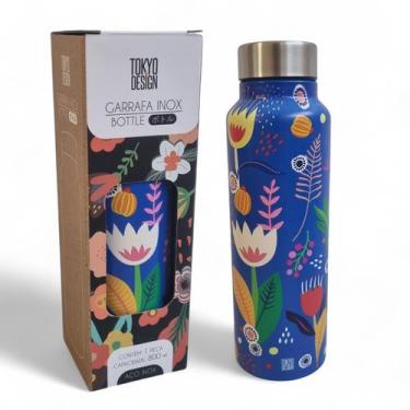 Imagem de Garrafa Térmica Inox 800ml Estampas Floridas Água Coleção - Mkt Multi,