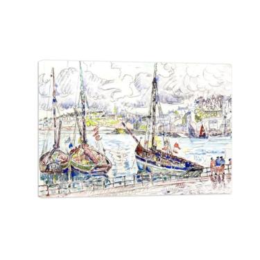 Imagem de Paul Signac Famosas Pinturas-Impressas em Tela-Barcos 5-Moderno Pôster Decoração Sala de Estar e Quarto 50x70cm20x27in Tela Embrulhada