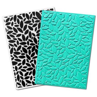 Imagem de Arbuya Pastas de gravação de plástico com textura de folhas para fazer cartões, impressão de folhas, pasta de gravação para scrapbooking, papel, artesanato, decoração de casa