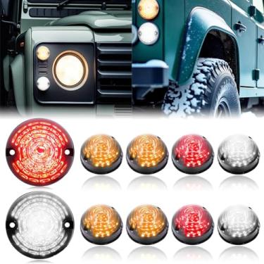 Imagem de PLUSBEAM Kits de luz traseira de LED atualizados, 10 peças de luz indicadora de LED compatível com Land Rover Defender 1990-2016 (lente manchada)