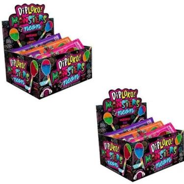 Imagem de Pirulito Monsters Caveira Neon Sabores Sortidos 60 Unidades - Danilla 