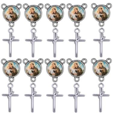 Imagem de 10 Entremeio + 10 Cruxifixo Fe Santo Antonio Artesanato - Tudo Em Meta