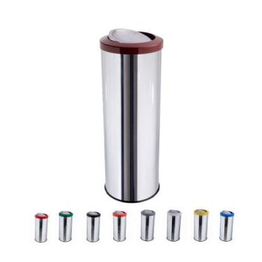 Imagem de Lixeira Inox Com Tampa Basculante Flip-top 30 Litros Cesto De Lixo - C