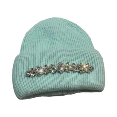 Imagem de Chapéu de Inverno Feminino com Pele de Coelho - Gorro de Malha Quente,