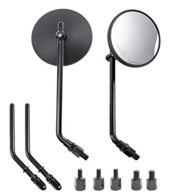 Imagem de APEBAZY Espelho retrovisor oval para motocicleta com parafusos de 8 mm e 10 mm, retro, preto, retro, retro, retrovisor lateral adequado para Touring Cafe Racer Scooter Cruiser Sportster XL883 1200 48